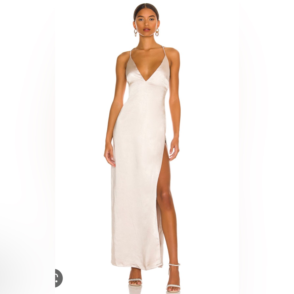 Revolve More To Come Regina Maxi Dress In Champagne Sz Xxs